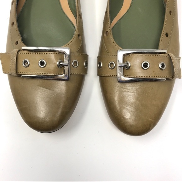 V.O.Z Taupe Flats Silver Buckle Olive Interior 8M - Picture 4 of 8